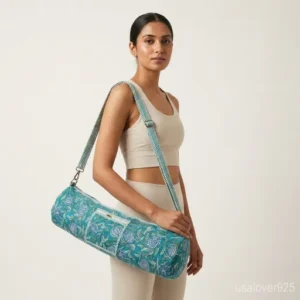 Turquoise-Yoga-Mat-Bag-Hand-Block-Print-Cotton-Artisan-Made