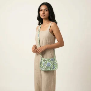 Blue Fruit Flower Sling Bag | 100% Authentic Quilted Crossbody