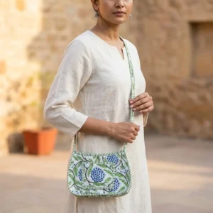 Blue Fruit Flower Sling Bag | 100% Authentic Quilted Crossbody