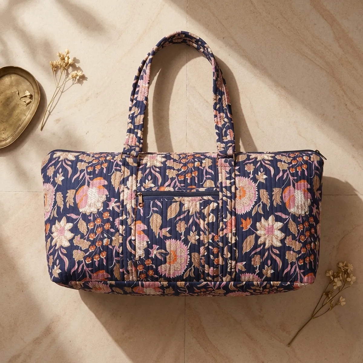 Quilted Cotton Gym and Yoga Bag