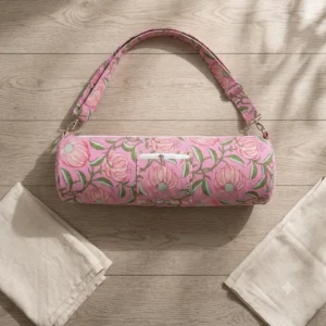 Pink Chintz Quilted Cotton Yoga Mat Bag handmade floral cotton sling carrier for standard yoga mat