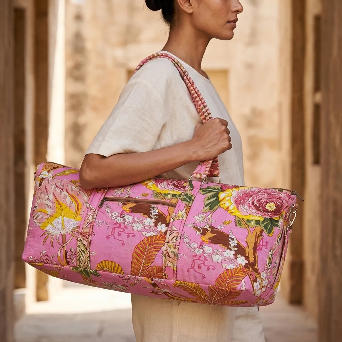 Quilted Cotton Gym Bag