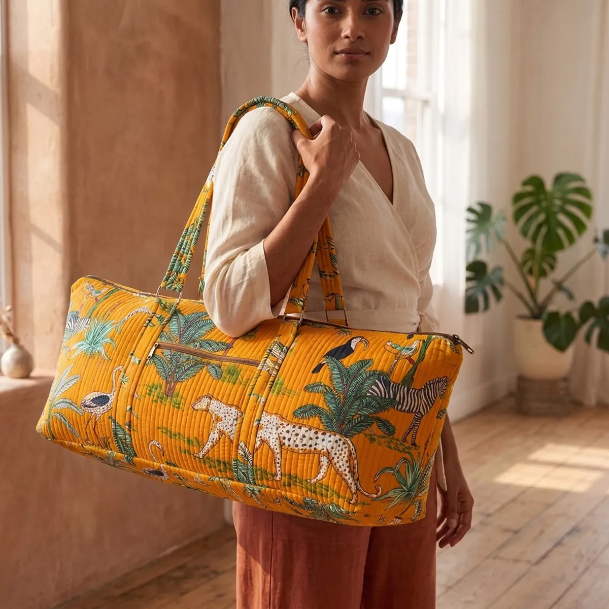 Quilted Cotton Yoga Mat Bag
