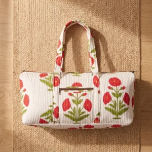 Red Poppy Quilted Cotton Yoga Mat Bag Handmade Cotton Yoga Mat Carrier Jaipur India