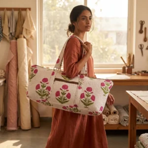 Quilted Cotton Gym Bag
