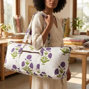 White Purple Floral Yoga Bag