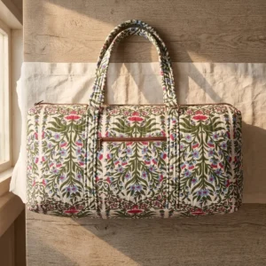 White Floral Quilted Cotton Yoga Mat Bag Handmade Cotton Yoga Mat Carrier Jaipur India