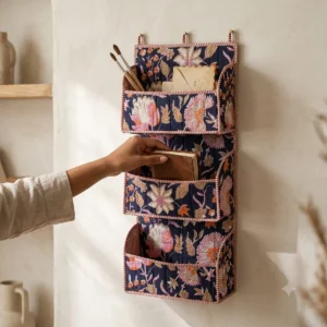 3 Pocket Hanging Navy Wall Organizer