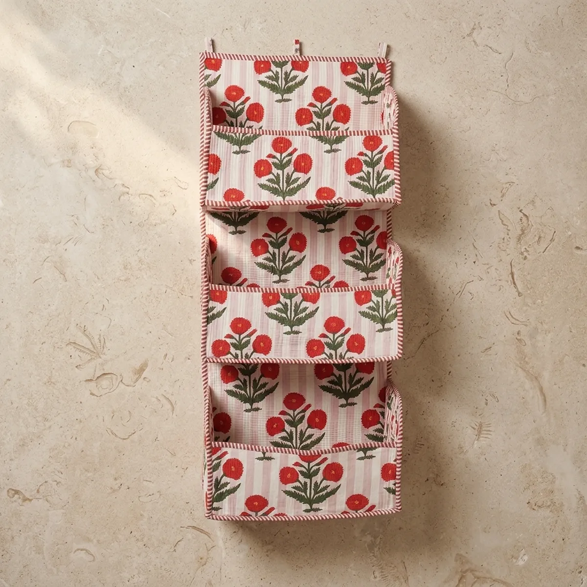 3 Pocket Hanging Red Wall Organizer