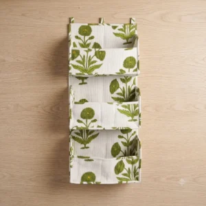 3 Pocket Hanging Green Wall Organizer